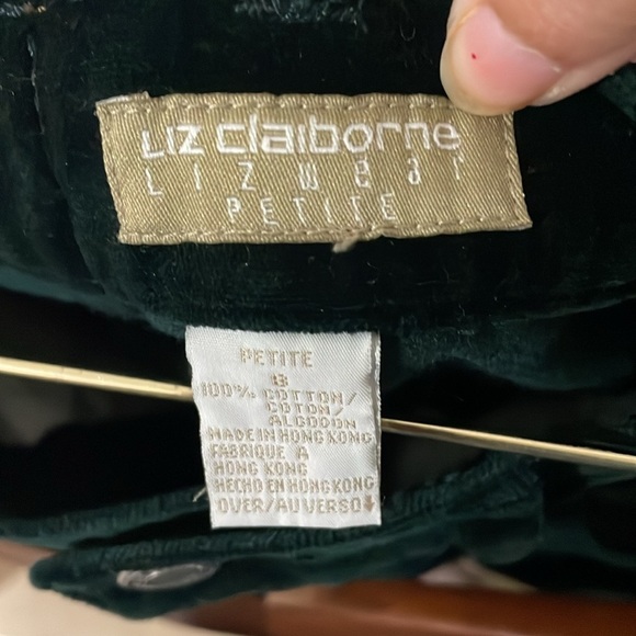 Liz Claiborne Dark Green Velour Pants Size 8P - Picture 3 of 7